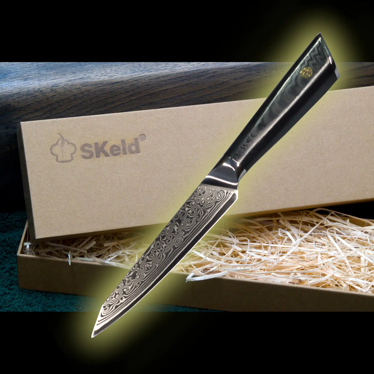 Couteau polyvalent Damas 13 cm – G10 noir | SKeld®