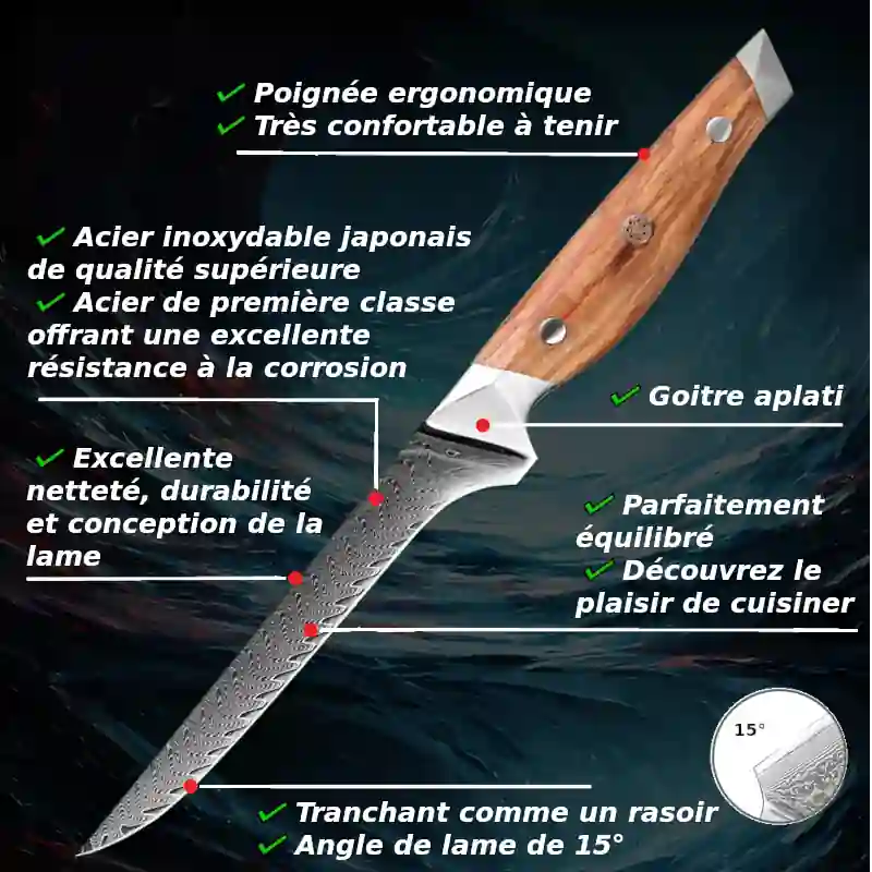Avantages d'un couteau à désosser avec manche ergonomique en bois d'olivier et lame de haute qualité