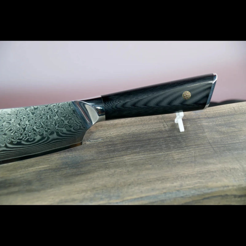 Ergonomischer schwarzer G10 Griff des SKeld® Damast Butchermesser Fleischmesser - V2 Black Serie