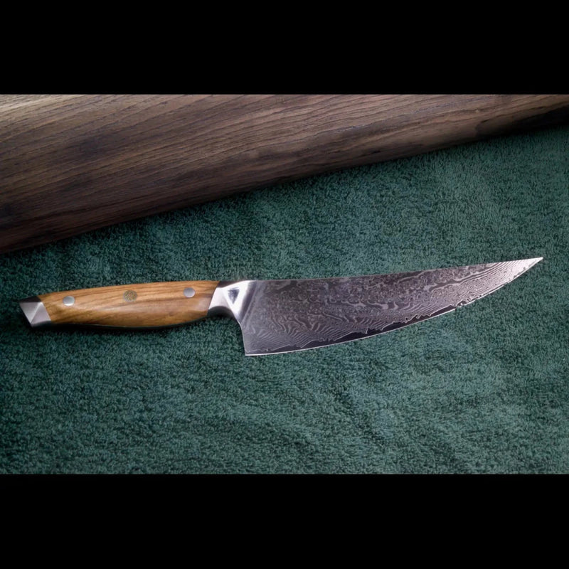 SKeld® Damastmesser - Kochmesser mit VG10 Kernstahl, 67 Lagen Damast und Olivenholzgriff