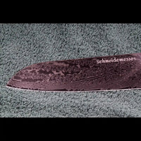 Detail der VG10 Damastklinge mit 67 lagen Damast vom SKeld® - Santokumesser